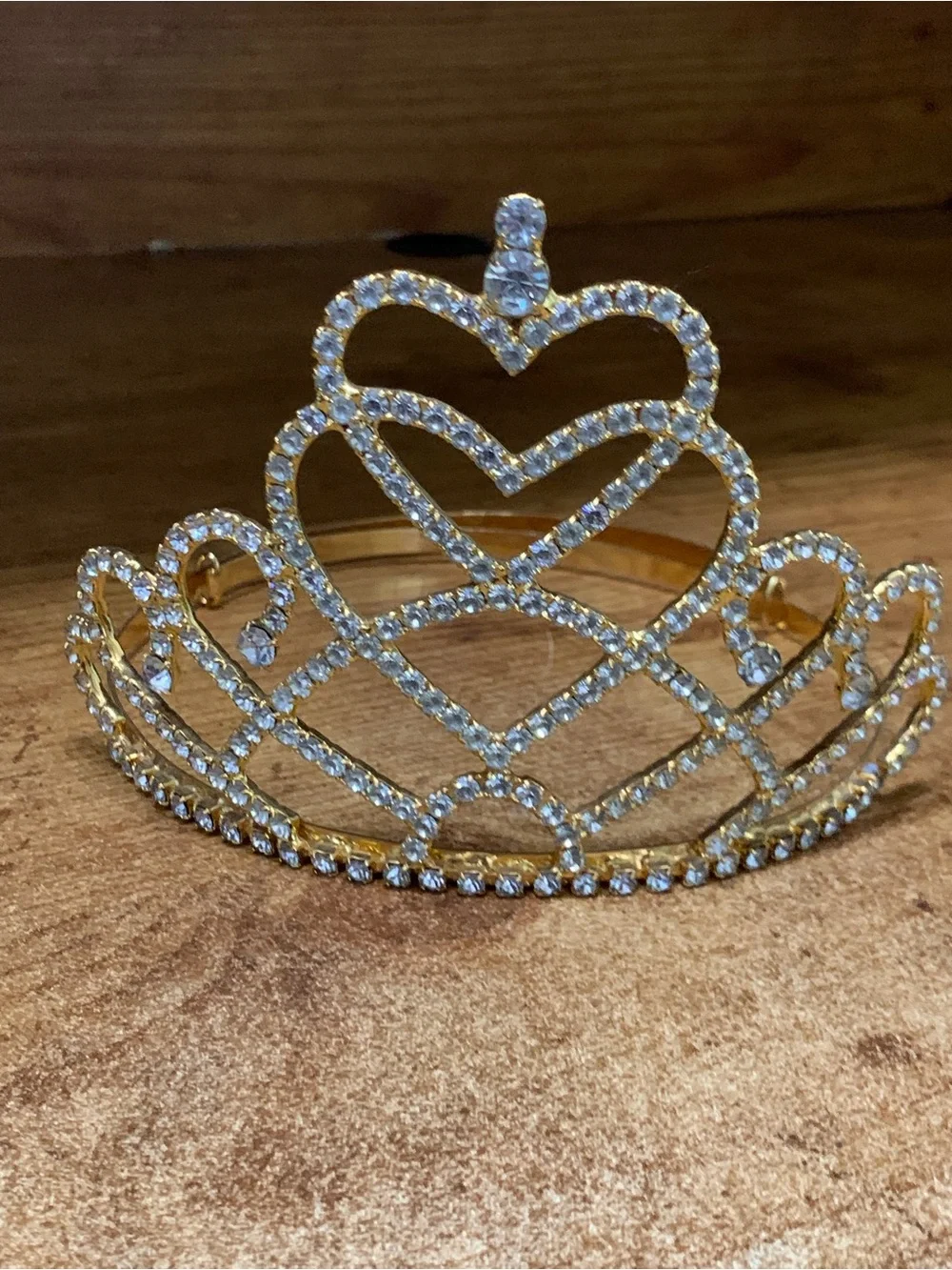 Gold Crystal Heart Tiara - Women Accessories